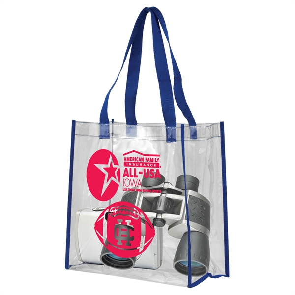 Clear Vinyl Tote bag, Stadium compliant zippered Carrybag