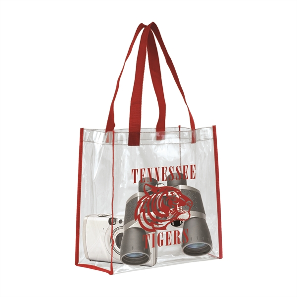 Clear Vinyl Tote bag, Stadium compliant zippered Carrybag